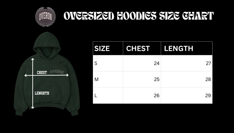 Size chart for Legacy Hoodie