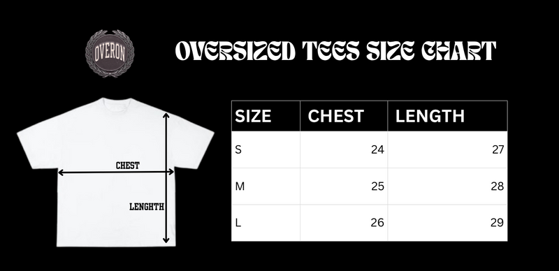 Size chart for The Nirvana Tee (Black)